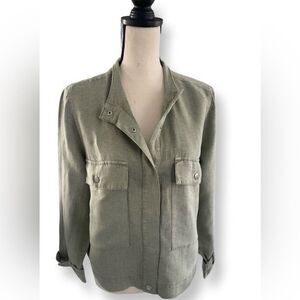 Nicole Miller Crop Utility Jacket Size: Medium Color: Sage
